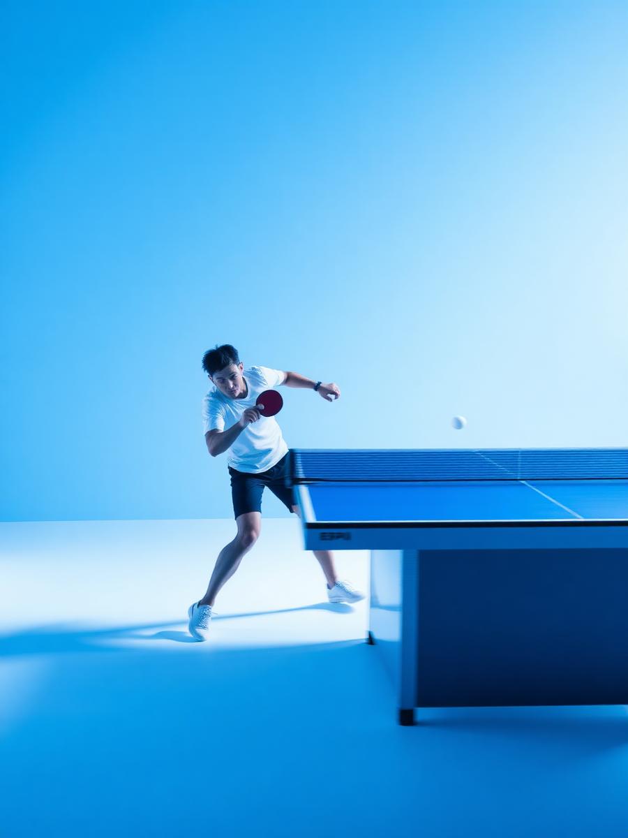 Joueur de tennis de table en action